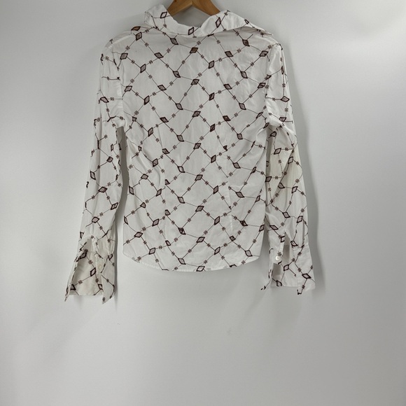 Samuel Dong 100 % cotton button down shirt embroidered  cut out detail Small - Picture 14 of 15